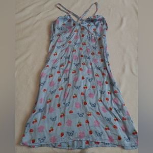 Forever 21 blue butterfly, fruit satin dress. size S